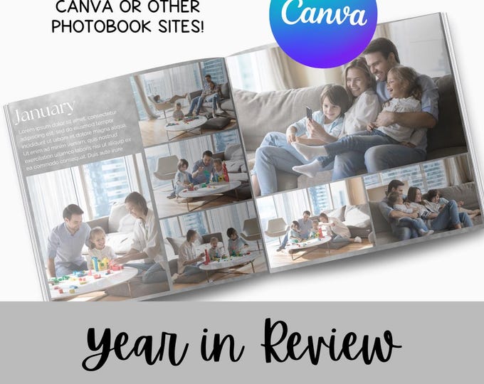 Year in Review Photo Book Template, Photo Album Template, Editable ...