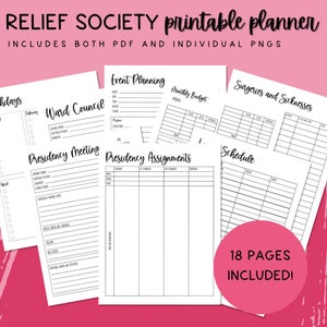 Relief Society Presidency Digital Planner Inserts, LDS Planner, LDS Relief Society Binder, Mormon Presidency Planner, LDS Planner Inserts