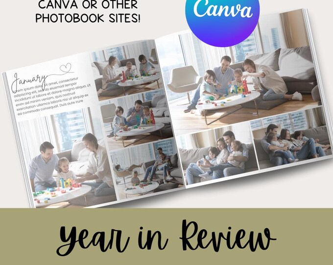 Year in Review Photo Book Template, Photo Album Template, Editable ...