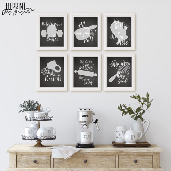 Funny Kitchen Puns Home Decor Print Chalkboard Bundle | Etsy
