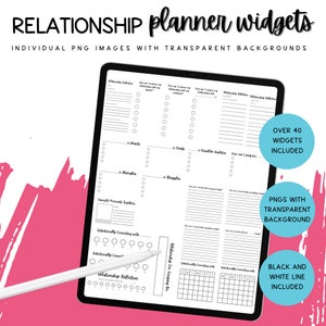 Relationship Digital Planner Widgets, Family Planner Stickers, Digital Bullet Journal Stickers, Guided Journal Prompts, Relationship Journal