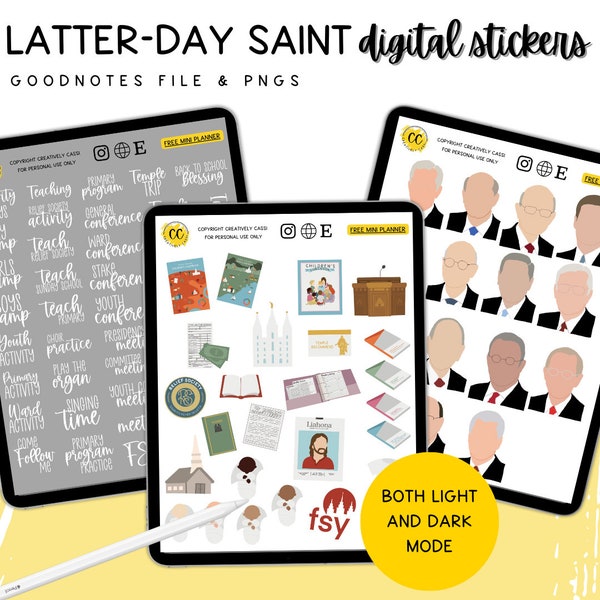 Latter-day Saint Digital Planner Stickers, Christian GoodNotes Stickers, LDS Icons, Mom Planner. Stickers, LDS Apostle Clipart