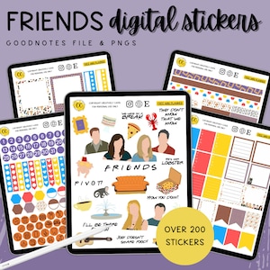 Friends Inspired Digital Planner Stickers, TV Show GoodNotes Stickers, Digital Bullet Journal Stickers, Friends Digital Scrapbooking