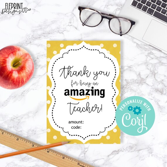 Virtual Amazon Teacher Appreciation Gift Amazon Gift Card Etsy