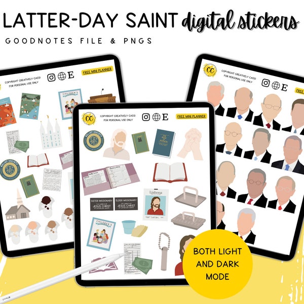 Latter-day Saint Digital Planner Stickers, Christian GoodNotes Stickers, LDS Icons, Mom Planner. Stickers, LDS Apostle Clipart