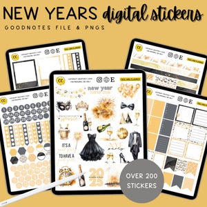 New Years Eve Digital Planner Stickers, 2025 New Years GoodNotes Stickers, NYE Sparkle Celebration Digital Planner Stickers