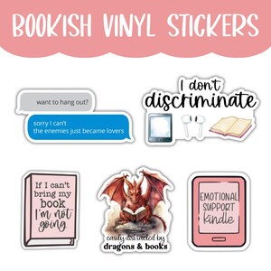 Bookish Vinyl Water Bottle Sticker, Book Club Gifts, Reading Vinyl Sticker, Funny Book Stickers, Enemies to Lovers Sticker, Kindle Stickers