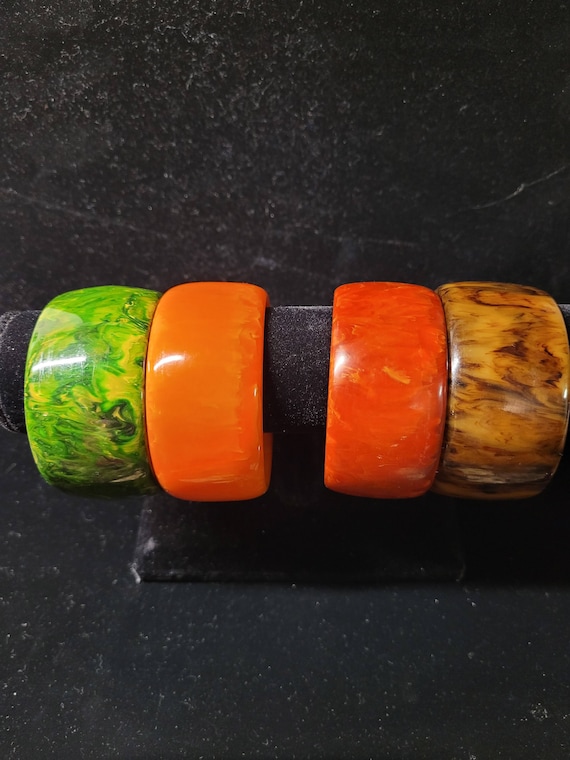 Wide Colorful Bakelite Bangle Bracelets