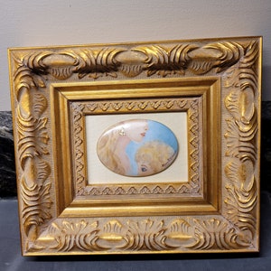 Hand painted on porcelain framed art by Mary Belle Cordell, &quot;Mother and Child&quot;