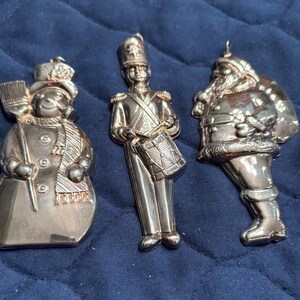 Three Vintage Gorham Christmas Ornaments, Silverplate