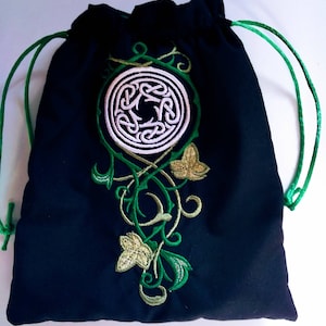 Bolsa de tarô bordada Elven Flourish/ Bolsa de runas/ Bolsa de cristais/ Bolsa com cordão