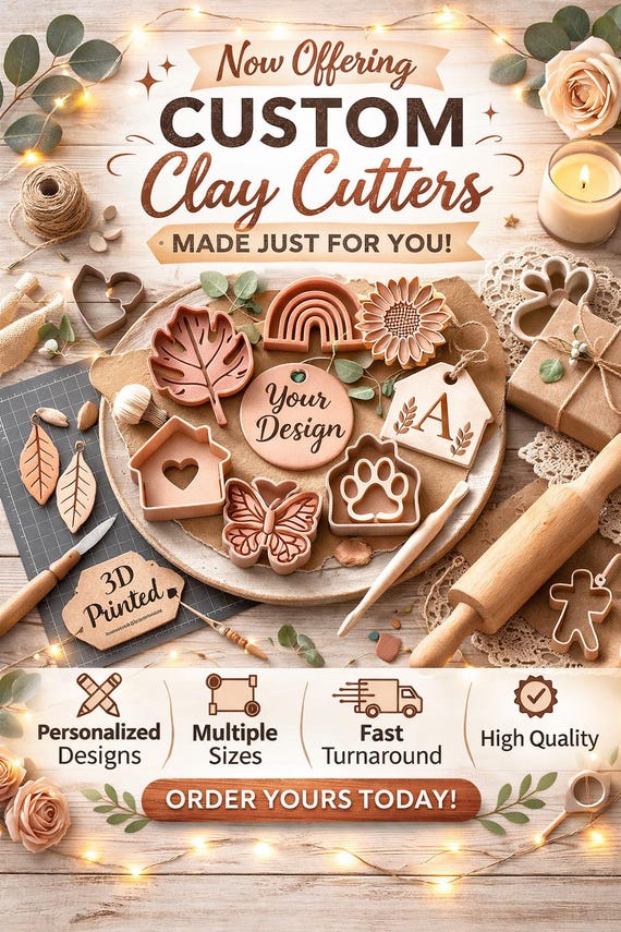 Custom 3D Printed Clay Cutters | Personalized Polymer Clay Cookie Earring Molds