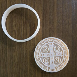 Saint Benedict Medal Polymer Clay Cutter & Stamp Set | Embossed Clay Cutter | Religious Cookie Cutter | Catholic Clay Tools