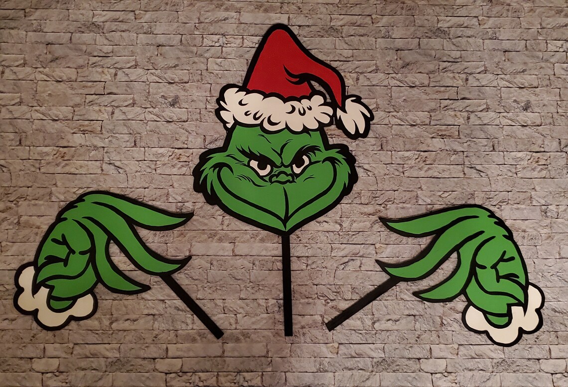 Wooden Grinch Christmas tree topper Etsy