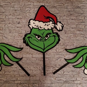 Wooden Grinch Christmas tree topper