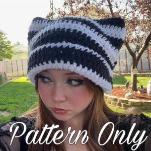 Katzenohren Beanie, Kitty Kat Hut, Gehäkelte Katzenohren, NUR Muster