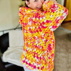 Hooded Hexagon Cardigan “Sunset”
