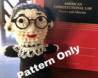 RBG Doll, Ruth Bader Ginsburg, rbg amigurumi, Crochet rbg, Pattern Only