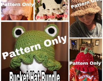 5 Crochet Bucket Hat Pattern Bundle