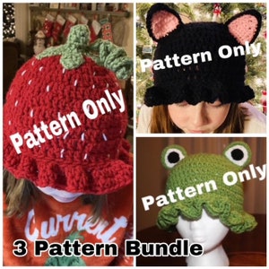 3 Crochet Bucket Hat Pattern Bundle