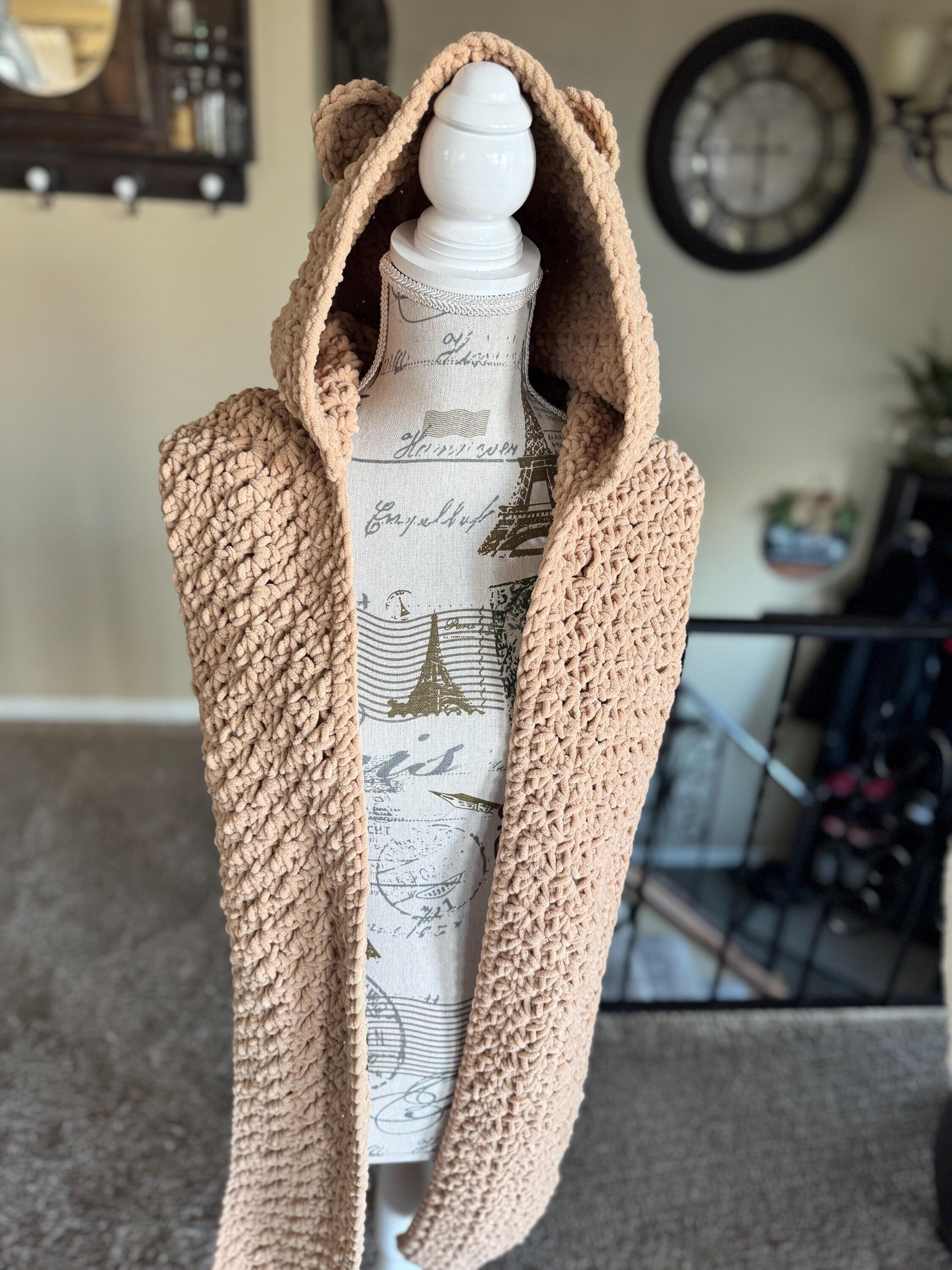 Crochet Hooded Scarf Pattern: Bear Ears Scoodie (PDF Pattern)
