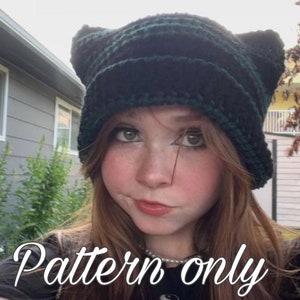 Cat Ear Beanie, Kitty Kat Hat, Crochet Cat Ear Hat, Pattern ONLY