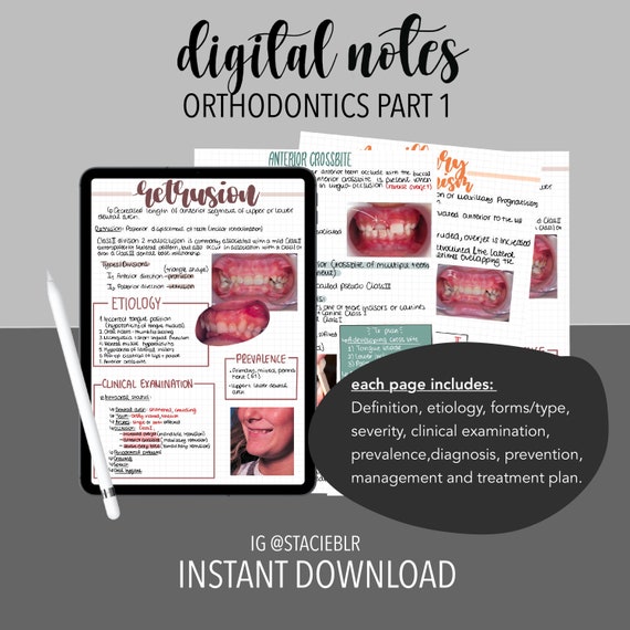 Orthodontics Part 1 Note Set Dental Student Dentistry Etsy
