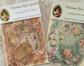 Blue Flower Stickers/Vintage Roses Stickers/Labels/Shabby Floral Tags Victorian/Vintage Ephemera/Journal/Scrapbook Planner - Pack of 20
