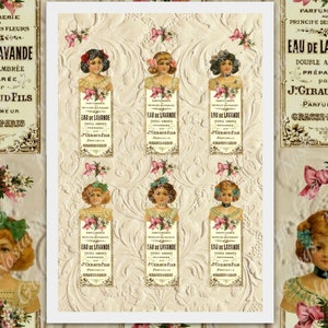 PRINTABLE French Ribbon Cards/Lace Holder/Thread Cards/ Vintage Girls Sample Cards/Keeper/Bookmarks/Sewing/Haberdashery/Shabby Tags DOWNLOAD