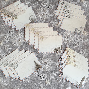20 Travel Journal Paper/Vintage Ephemera Bundle/Vintage Paper/Airmal Paper Postage Stamps/Postcard/French/Paris/Notes/ParAvion - Pk of 20