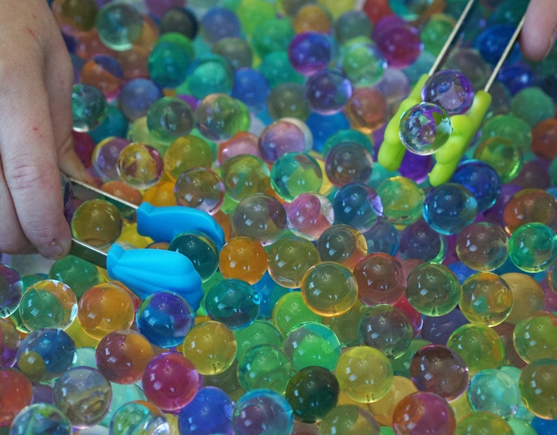 Water Beads With Fine Motor Tools Set Dew Drop Water Bead Etsy