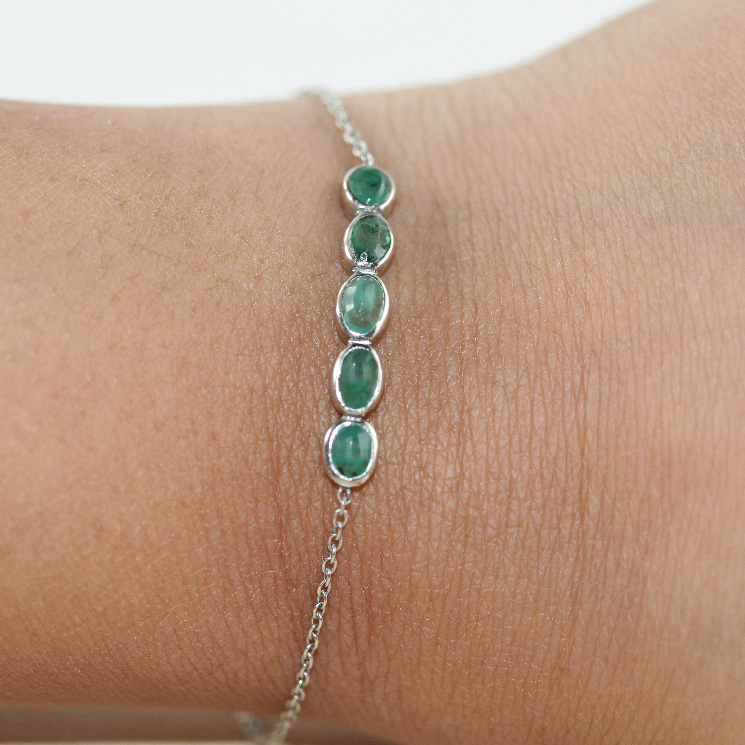 Green Emerald Bracelet Emerald Gemstone Bracelet dainty Etsy