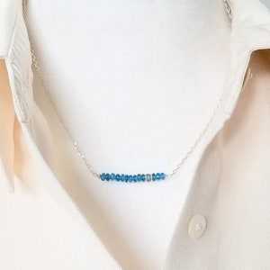 Apatite Minimalist Necklace // Neon Blue Apatite Necklace // Apatite Bar Layering Necklace