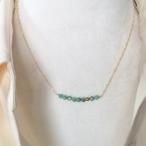 Emerald Minimalist Necklace // Emerald and Gold Fill Necklace // Emerald Layering Necklace