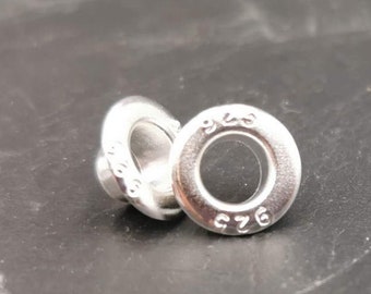 2er Set Ösen Sterling Silber , Großlochperlen, Eyelets, Endkappen Loch 5mm, zum Perlen veredeln, Charm, DIY, Bastelzubehör,