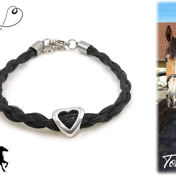 Horse hair bracelet with heart, animal hair jewelry, horse hair, tail, bracelet, memory, pony,