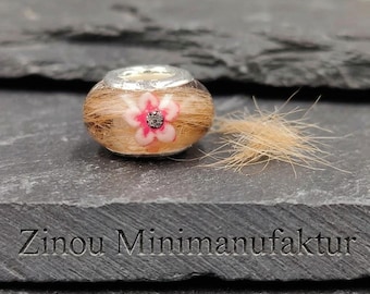 Fur beads 12 mm, filled with fur, hair or ash, pet hair jewelry