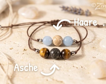 Armband BFF mit Halbedelsteinen gefüllt mit Fell oder Asche Tierhaarschmuck, Urnenschmuck, Andenken