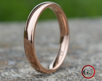 Tungsten Ring Classic 4mm Rose Gold Comfort fit band, Mens Ring, Mens Wedding Band