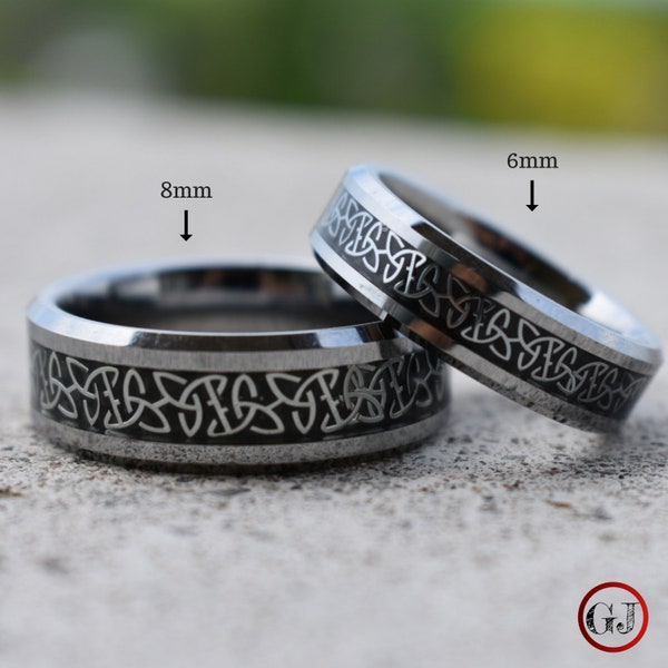 Bague noeud celtique en tungstène, bague pour homme, alliance pour homme, bague celtique