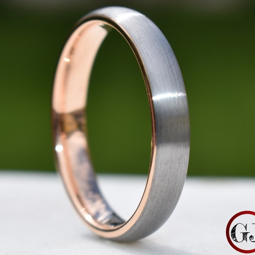 Silver & Rose Gold 6MM Men's Wedding Band Tungsten Etsy