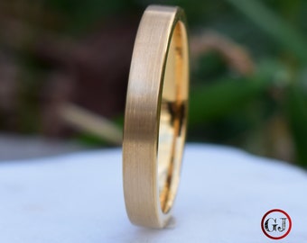 Tungsten Ring 4mm Brushed Gold Comfort fit band, Mens Ring, Mens Wedding Band