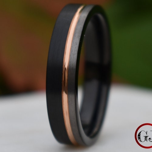 Tungsten Ring Brushed Silver With Rose Gold Comfort Fit Band - Etsy