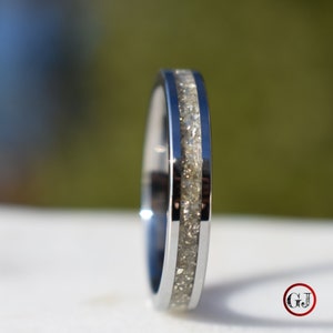Tungsten Ring German Silver Glass Wedding Band, Womens Ring, Womens Wedding Band