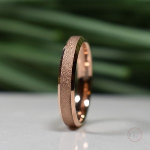 Tungsten Ring Rose Gold Sandblasted Wedding Band, Womens Ring, Womens Wedding Band