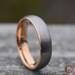 Tungsten Ring Brushed Silver with Rose Gold Comfort fit band, Mens Ring, Mens Wedding Band 