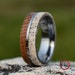 Whiskey Barrel and Deer Antler Ring with Tungsten Band, Mens Ring, Mens Wedding Band, Whiskey Barrel Ring, Deer Antler Ring 