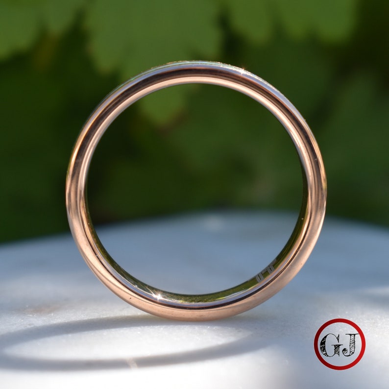 Tungsten Rose Gold Ring Crushed White Opal Wedding Band, Womens Ring, Womens Wedding Band image 2