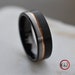Tungsten Ring Black and Silver Brushed with Rose Gold Accent, Mens Ring, Mens Wedding Band 