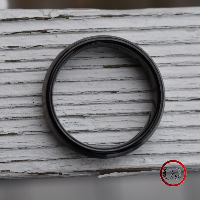 Mens Wedding Band Tungsten Ring Brushed Silver with Black Comfort fit band Mens Ring